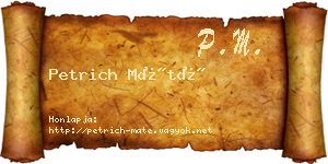 Petrich Máté névjegykártya